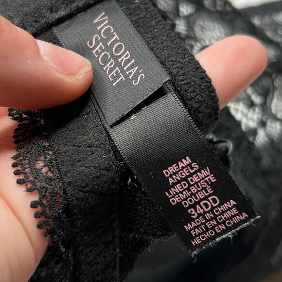 Victoria's Secret Dream Angels Lined Demi Black Lace Pushup Bra Size 34DD - Picture 7 of 9